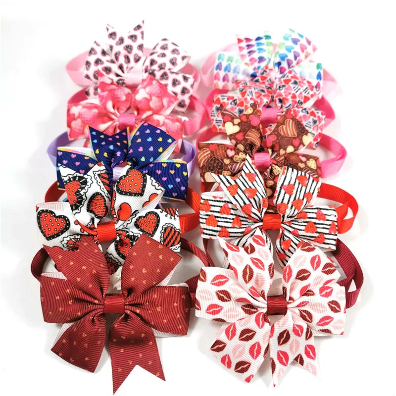 

30/50pcs Valentine's Day Pet Dog Bow Ties Love Heart Bowties Small Middle Dog Neckties Grooming Accessories Dog Pet Supplies