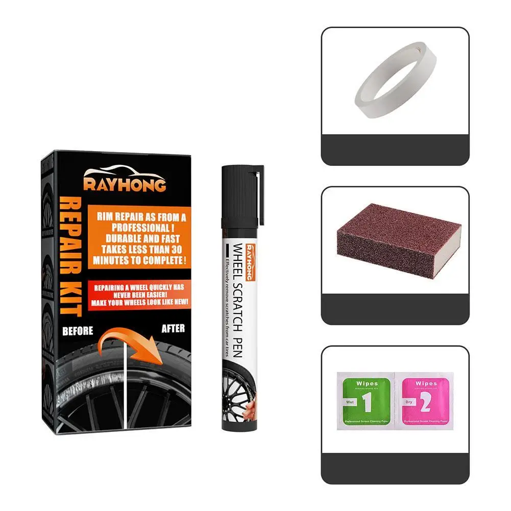 

1set Car Wheel Scratch Repair Pen Non-toxic Waterproof Automobile Wheel Hub Renovation Paint Kit Auto Care Tools