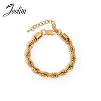 joolim jewelry wholesale fashion waterproof elegant 8mm coarse twist bracelet waterproof gold jewelry