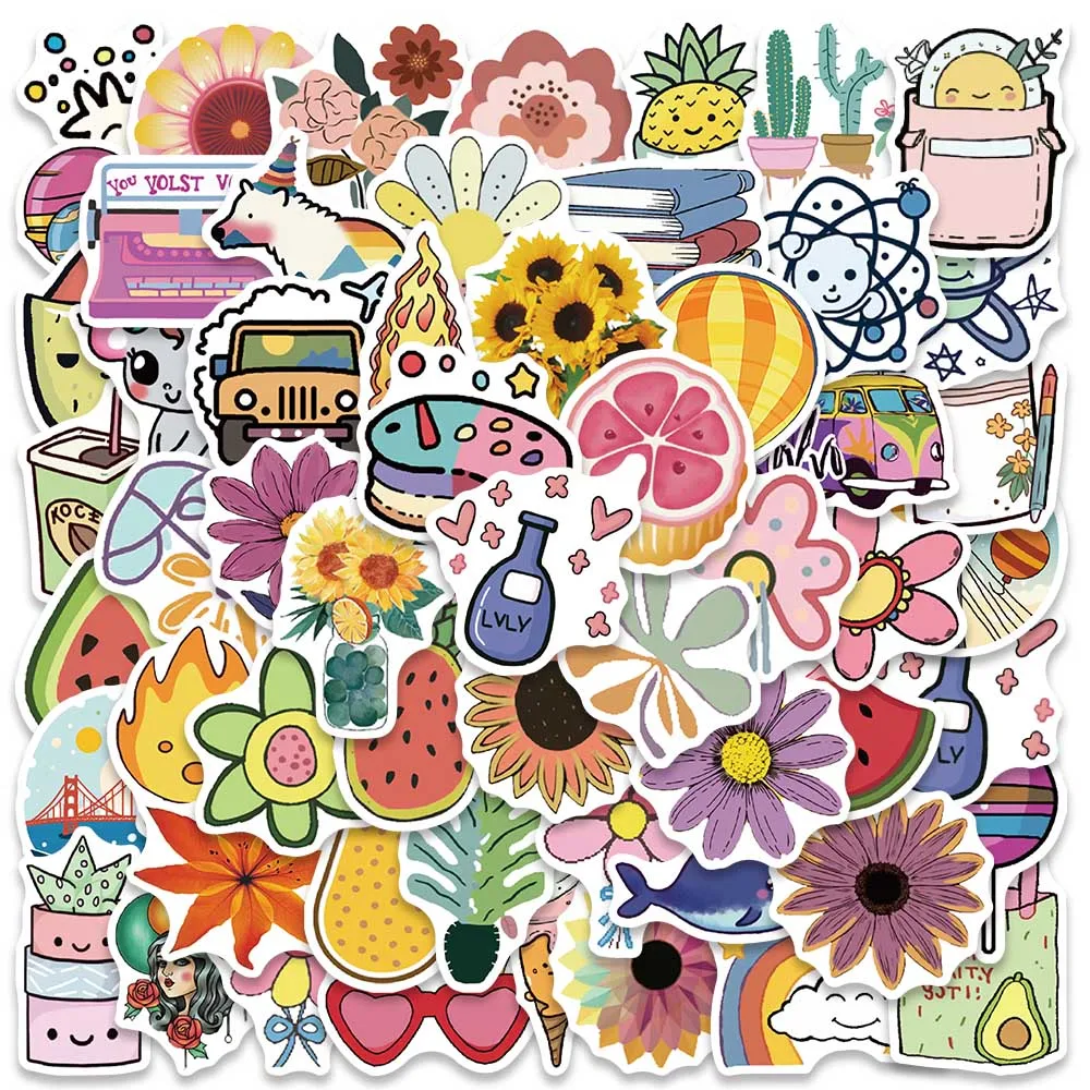 

10/57pcs Colorful Cute Cartoon Vsco Girl Vinyl Laptop Decals Waterproof Graffiti For Luggage Guitar Phone Stationery Stickers