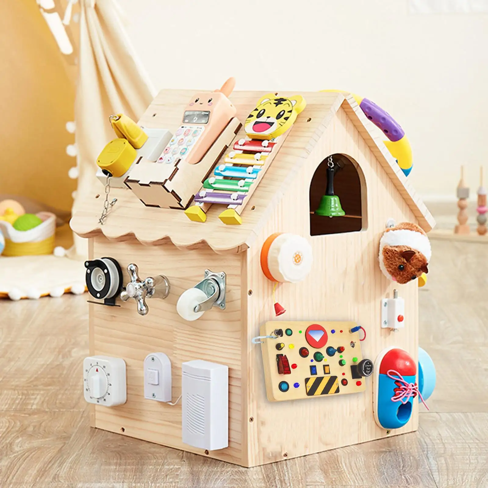 

LED Switch Board Wooden Handicraft Toy Teaching Aid Early Educational Toy Key