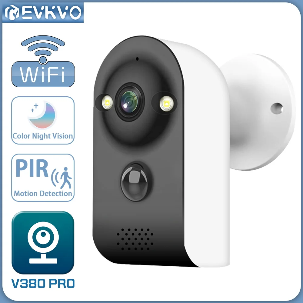 

EVKVO 5MP Battery WIFI Camera 120° Wide Angle 5000mAh Battery PIR Motion Detection Security CCTV Surveillance IP Camera V380 PRO