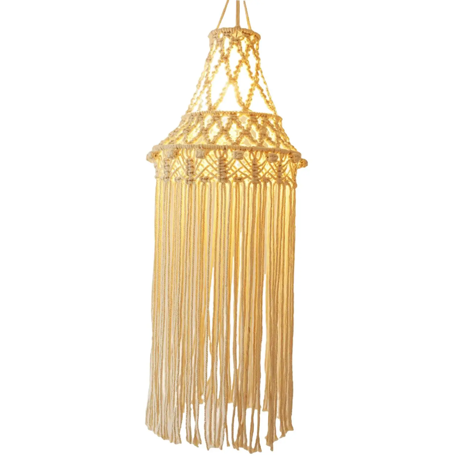 

Macrame Lamp Shade Woven Boho Hanging Ceiling Lampshade Cover Decoration