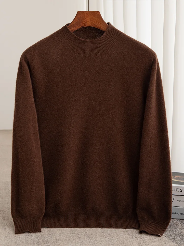 Модель 100% мужской плотный пуловер с полувысоким воротником свитер новинка