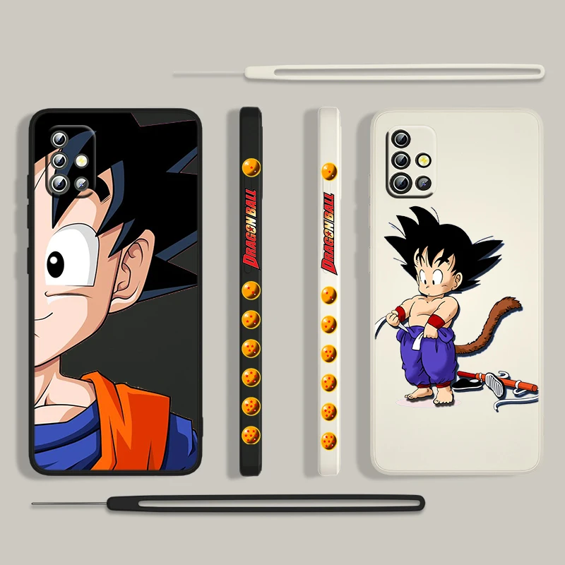 

Cartoon Dragon Ball Cool For Samsung Galaxy A73 A53 A33 A52 A32 A22 A71 A51 A21S A03S A50 4G 5G Liquid Left Rope Phone Case Capa