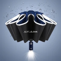 automatic windproof car umbrella reflective stripe with led light reverse umbrella for ford focus mk2 st vignale st line f150