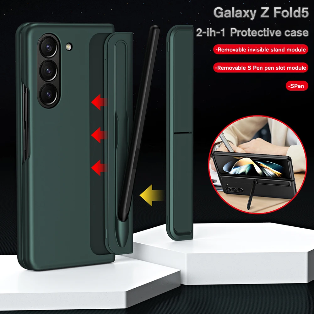 

Samsun ZFold5 5G Case With Holder Pen Slot 2In1 Armor Shockproof Coque For Samsung Galaxy Z Fold5 5G Fold 5 2023 Protect Fundas
