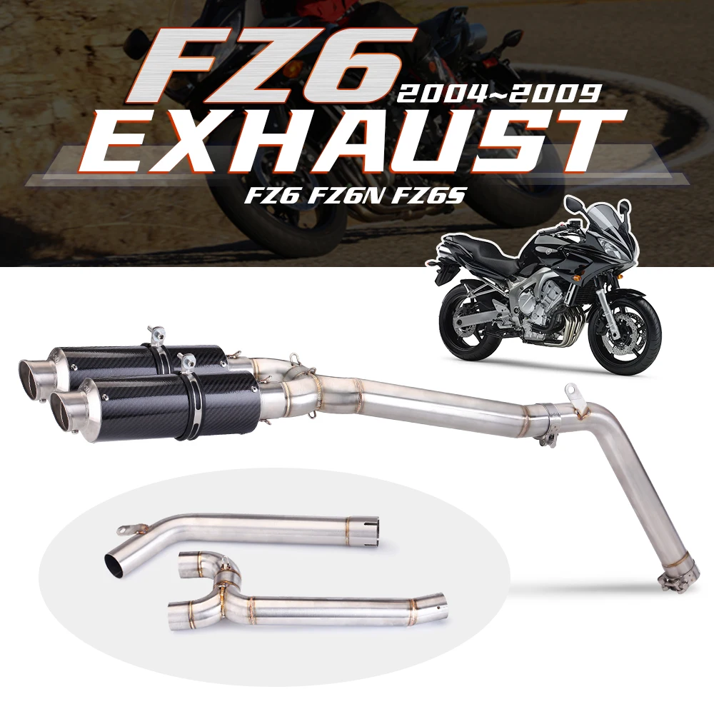 

Motorcycle Full Exhaust System Middle Pipe Link Connect Motorcycle Accessories For Yamaha FZ6 FZ6N 2004 2005 2006 2007 2008 2009