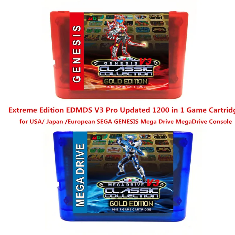 Extreme Edition EDMDS V3 Pro Updated 1500 in 1 Game Cartridge for USA/ Japan /European SEGA GENESIS Mega Drive MegaDrive Console