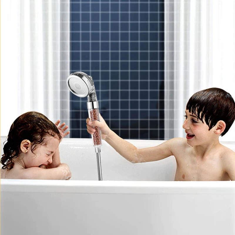 

NEW Shower Bath Head Adjustable 3 Mode High Pressure Stone Stream Handheld Shower Head With Negative Ion Activated Ceramic Balls