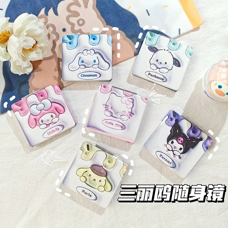 Sanrio New Kuromi портативное маленькое зеркало Kawaii для макияжа студенческое