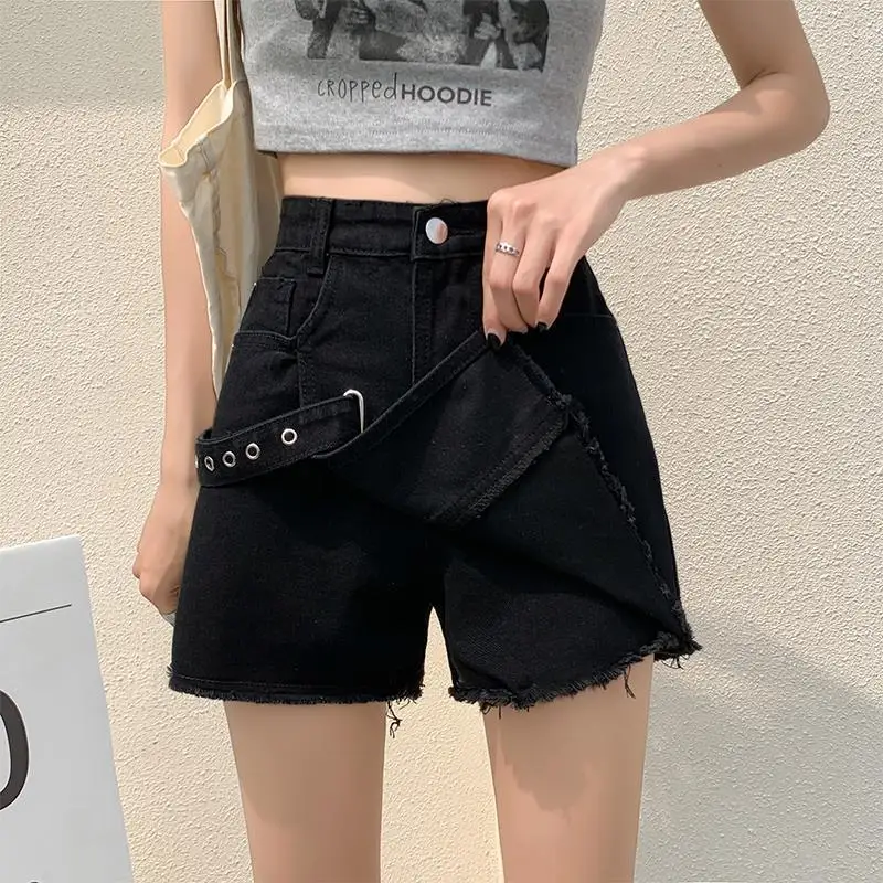 Korean Summer Style Commuter Style Female Outerwear Shorts High Waist Slim Loose Leg Wide Leg Versatile Ragged Short Skirt