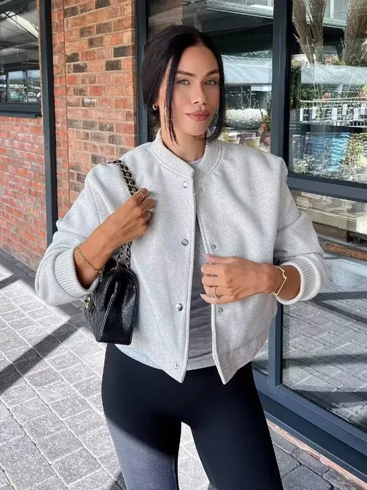 Женская Короткая Куртка-бомбер Винтажное Стеганое Пальто С Застежкой На