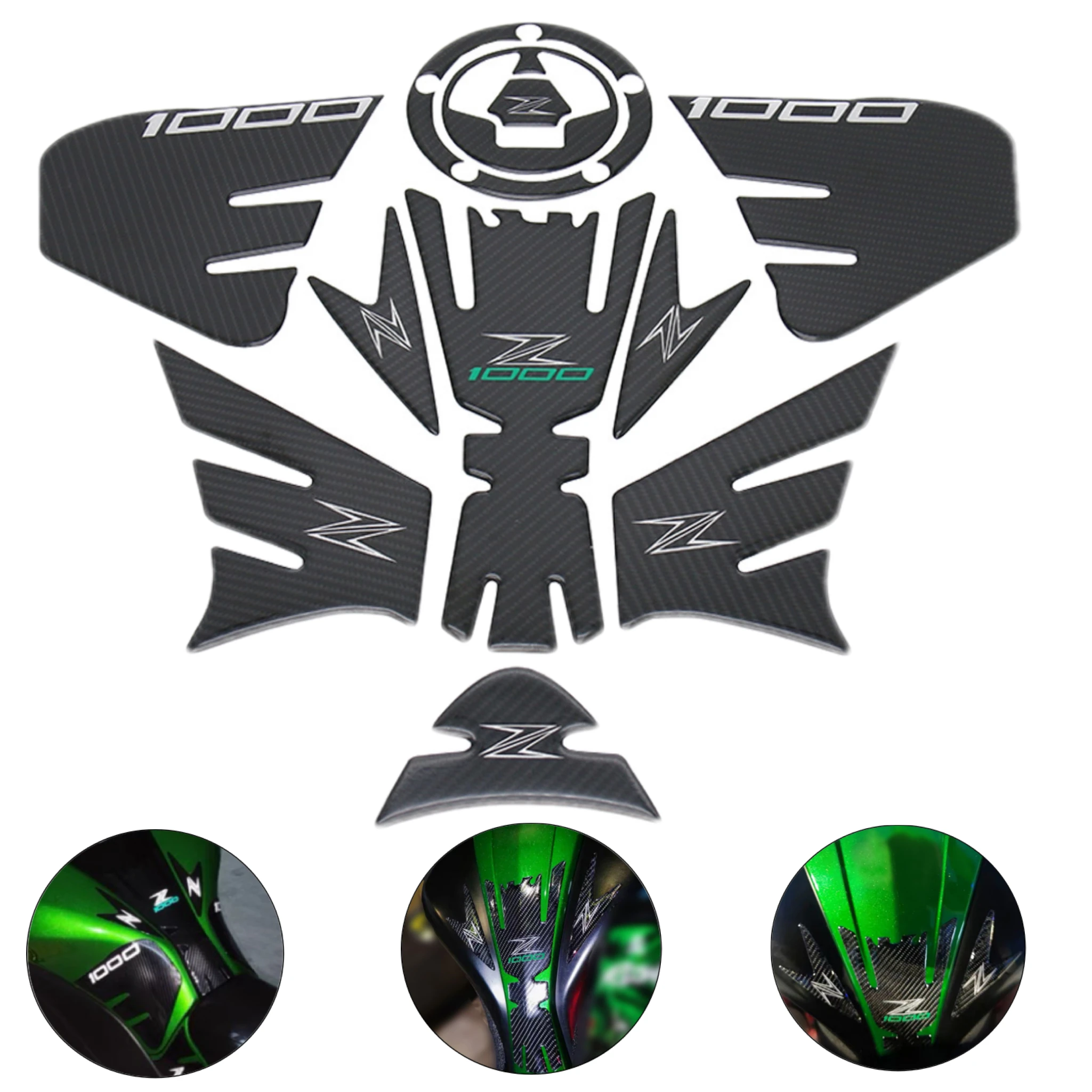 

Для Kawasaki Z1000 Z1000 2014 2015 2016 мотоциклетный топливный бак боковая наклейка против царапин углеродное волокно 3D наклейка