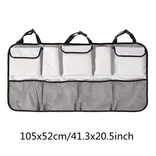

Car Rear Seat Back Storage Bag Multi Hanging Nets 3 Clear Pockets Trunk Case Organizer Stowing Tidying Interior Accessorie Black