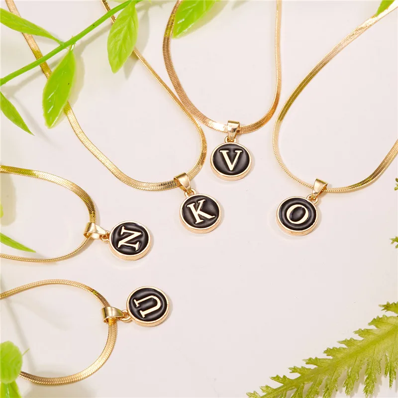 

Fashion Initial A-Z Letters Pendant Necklace Elegant Enamel Capital Letter First Name Clavicle Chain Necklace for Women Jewelry