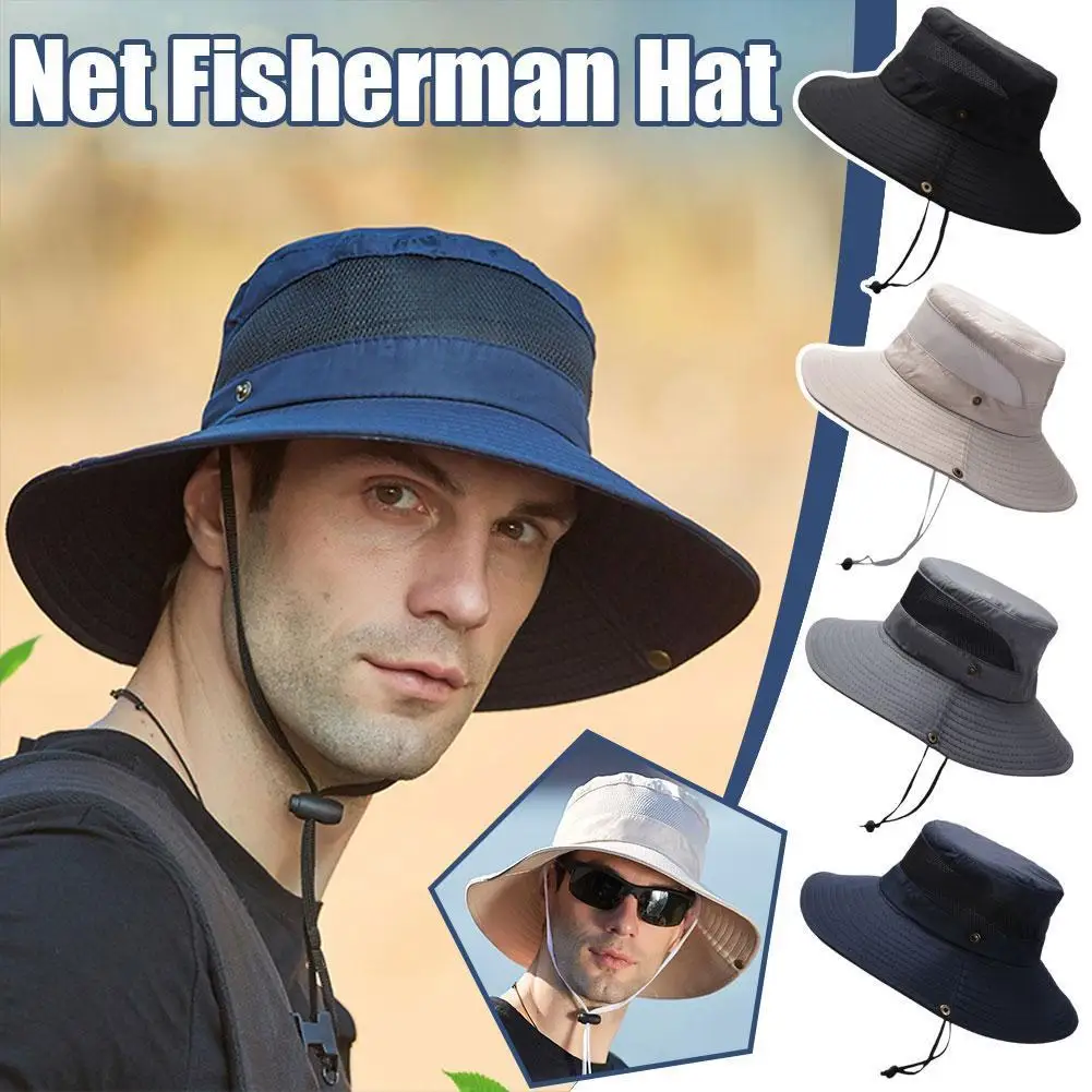 

Sun Hats For Men Outdoor Fishing Cap Wide Brim Anti-UV Beach Caps Women Bucket Hat Summer Hiking Camping O8S5