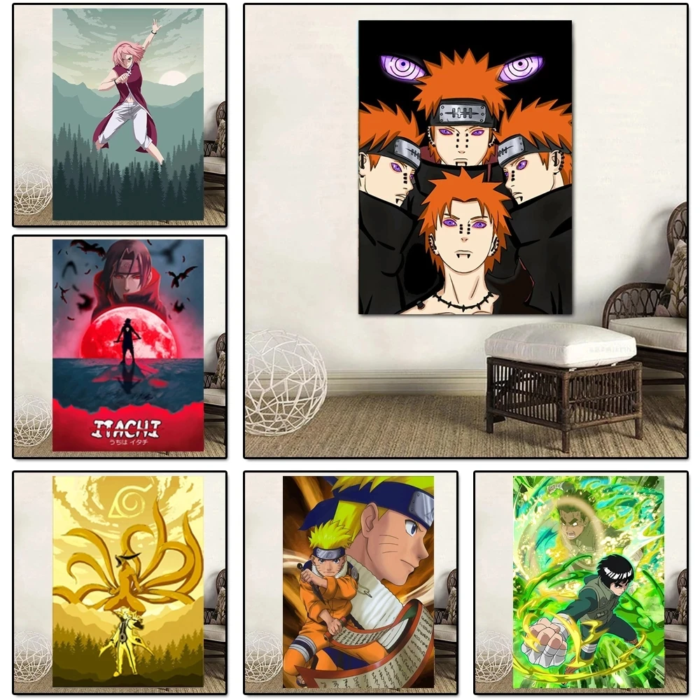 

Naruto Background Wall StickerUchiha SasukeHaruno SakuraHatake Kakashi Canvas PaintingfigureposterBedroom MuralHD Printing