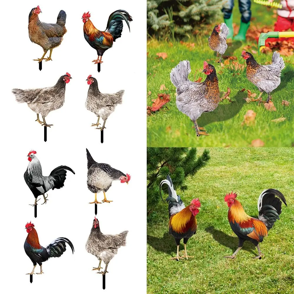 

New Outdoor Realistic Acrylic Garden Ornaments Yard Art Decor Rooster Statues Sculptures Chicken Decorations