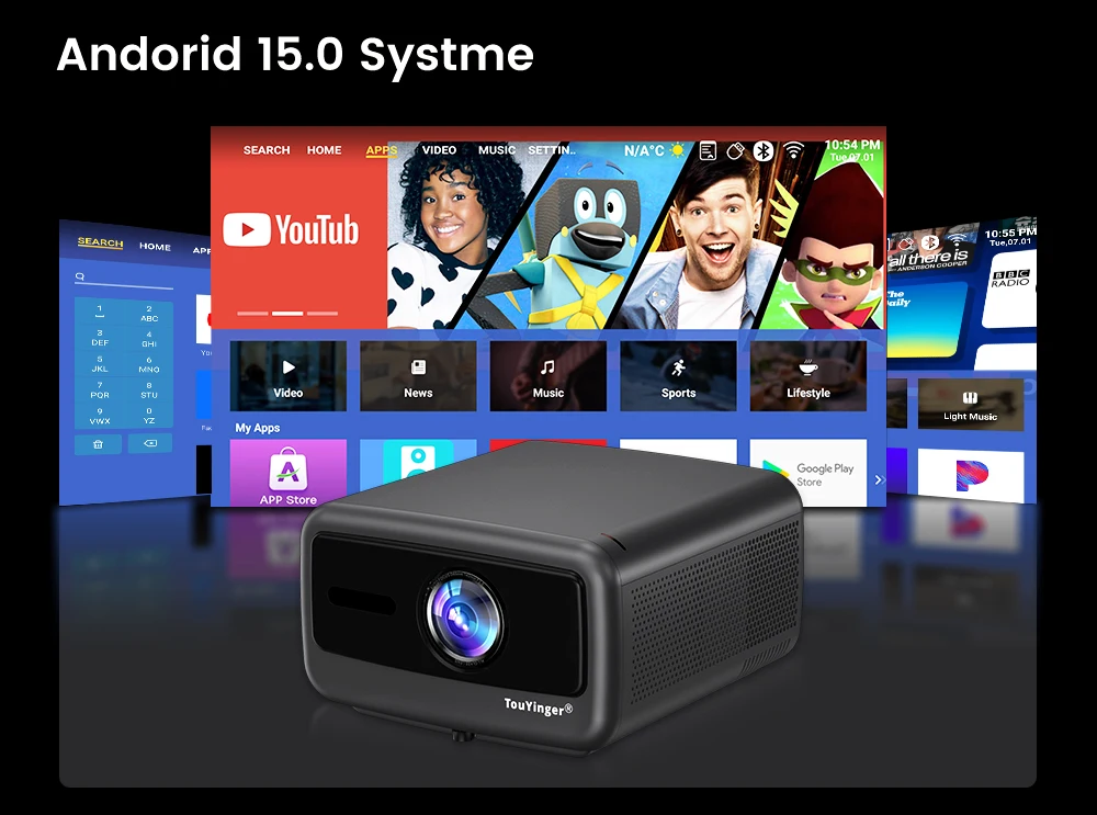 Светодиодный проектор Touyinger Q13W Android 15,0 3800 ANSI 4K Декодирование Портативные встроенные колонки HIFI Стерео (art.: 3920d4b615cd8) - 3920d4b615cd8