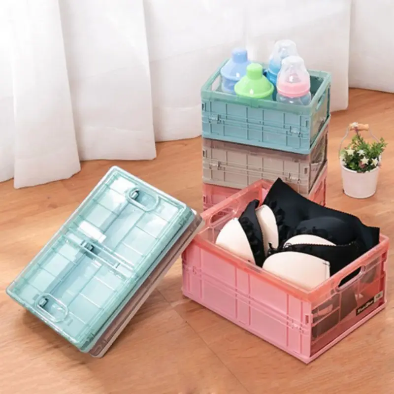 

Foldable Storage Box Plastic Clothes Organizer With Lid Toys Books Tools Trunk Car Outdoor Travel Folding Boxes Bins