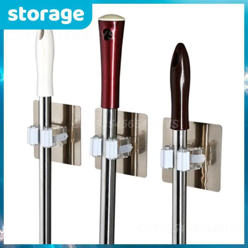 

Органайзер для швабры на клейкой основе, водонепроницаемый настенный держатель, стойка, многофункциональные прочные крючки, кухонные инструменты и гаджеты