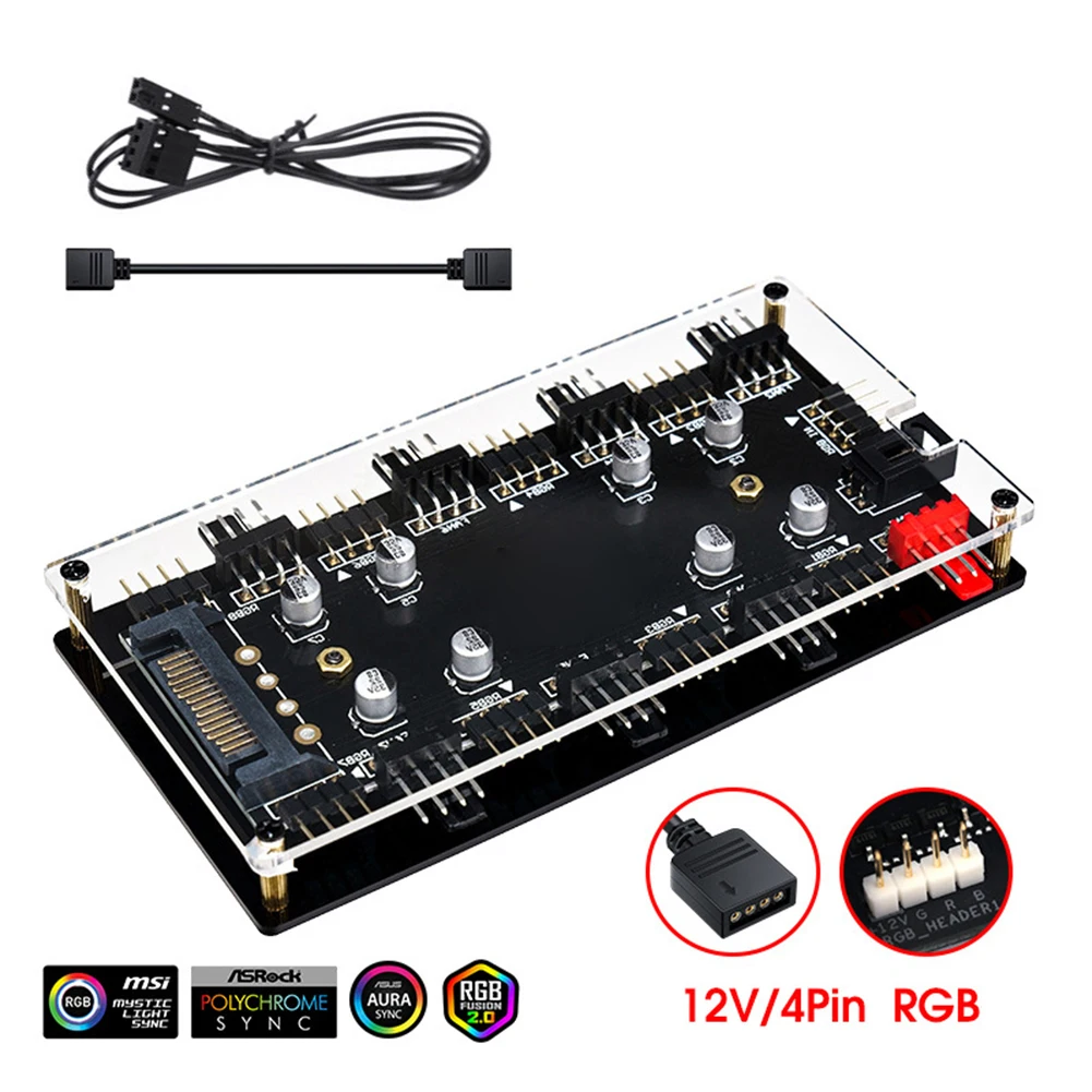 

5-контактный 3-контактный RGB 8-контактный разветвитель SATA Power 3-контактный адаптер для вентилятора ARGB Удлинительный Кабель Питания Гнездо для ...