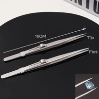 16cm stainless steel non slip jewelry tweezers diy diamond gem jewelry elasticity industrial tweezers jewelers making tools