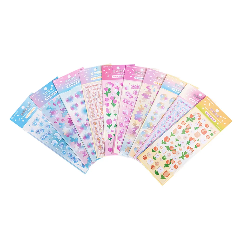 Mr.paper 10 Styles 1Pcs/Bag Kawaii  Flower Stickers Cute  Love Kpop Idol Card Hand Account Decorative Stickers Korean Stationery images - 6