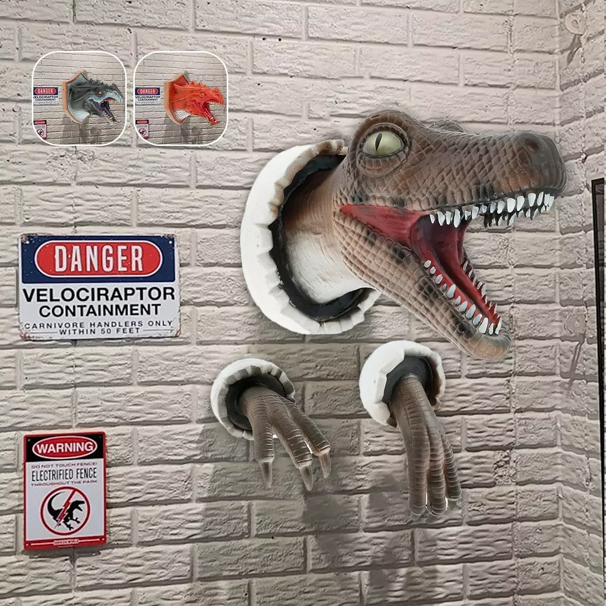 

Broken Wall Mounted Glowing Dinosaur Resin Ornaments Head Sculpture Resin Hand Painted Statue Realistic Art New Year Gift Toy