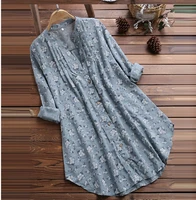 womens skirt shirt v neck pleated floral print long sleeve casual dress