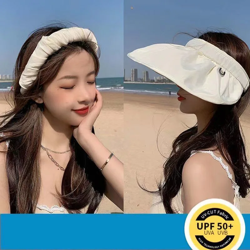 

Summer New Women Bucket Hat UV Protection Sun Hats Solid Color Soft Foldable Wide Brim Outdoor Beach Panama Cap Hair Band
