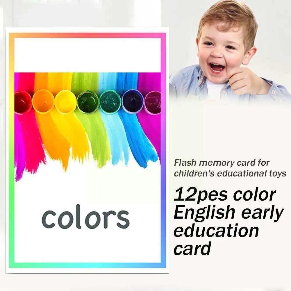

12pcs/set Montessori English Learning Word Cards Children English Kids Color Memory Educational Words Game Early Toys Flash T2f7