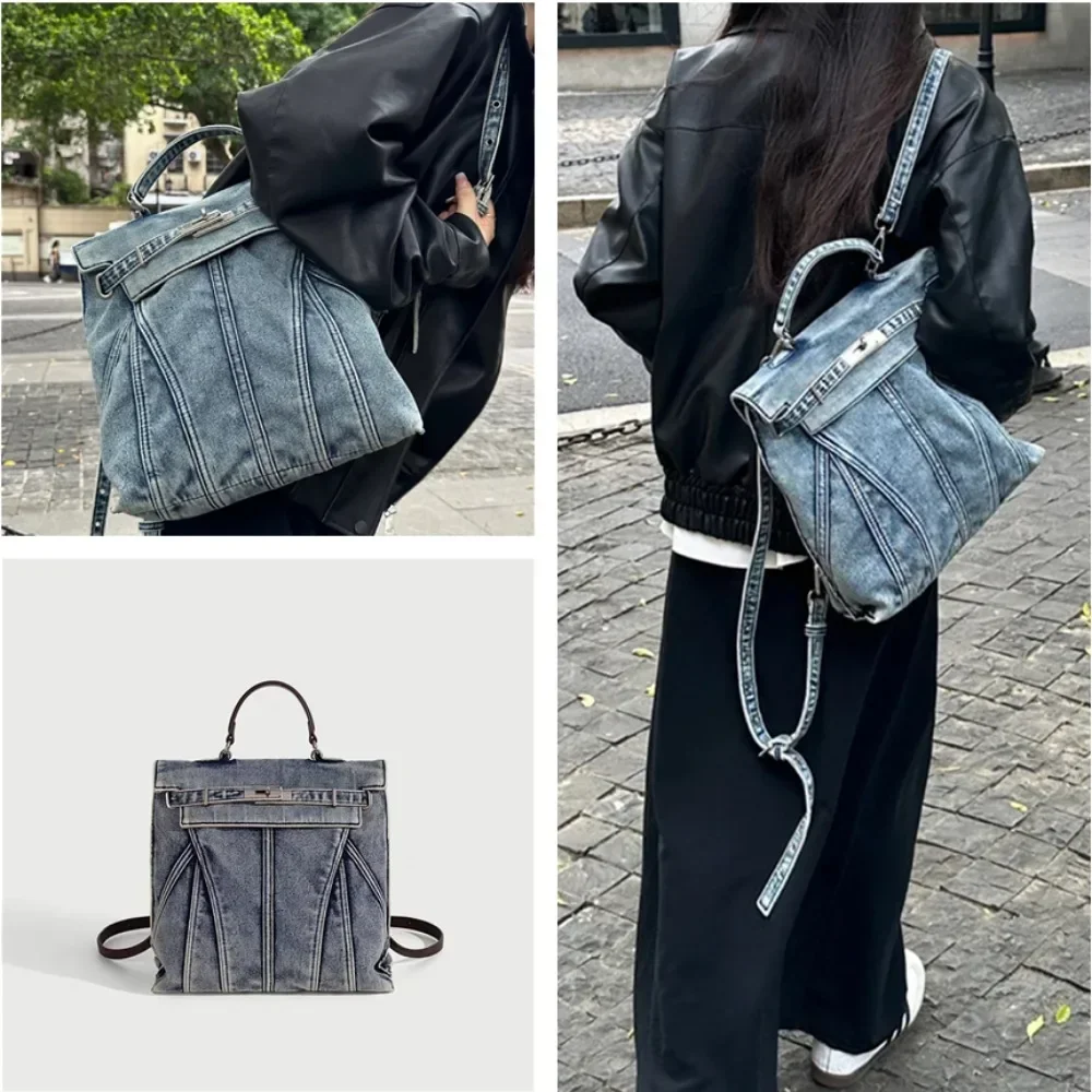 2025 новые модные рюкзаки в стиле ретро мужские джинсовые повседневные школьные