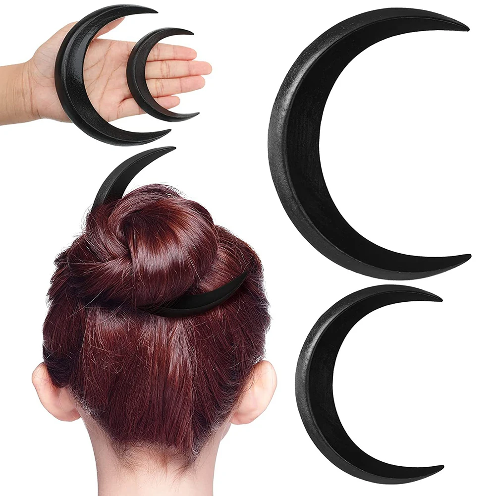 

Crescent Moon Hair Fork Ramadan Hand Carved Wooden Hair Sticks For Women Long Hair Comb Hair Styling Fashion Hair Accessories