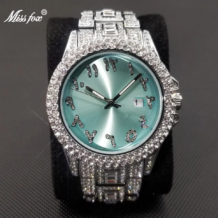 

Часы MISSFOX Кварцевые водонепроницаемые из нержавеющей стали с бриллиантами в стиле хип-хоп