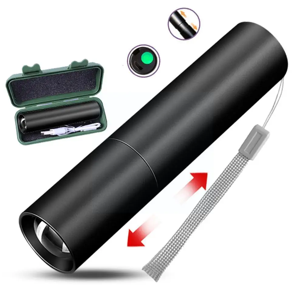 

Telescopic Zoom Torch Rechargable Mini LED Powerful ​Zoom 3 Flashlight Light Torch Waterproof Lighting Modes Outdoor Portab M2Z5