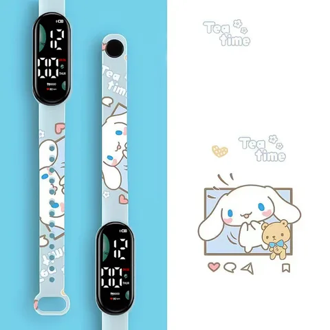 Детские наручные часы Sanrio с 3D рисунком, кварцевые часы с Hello Kitty, мультяшный ремешок Kuromi, подарок для девочек, аниме-фигурка, игрушка для детей