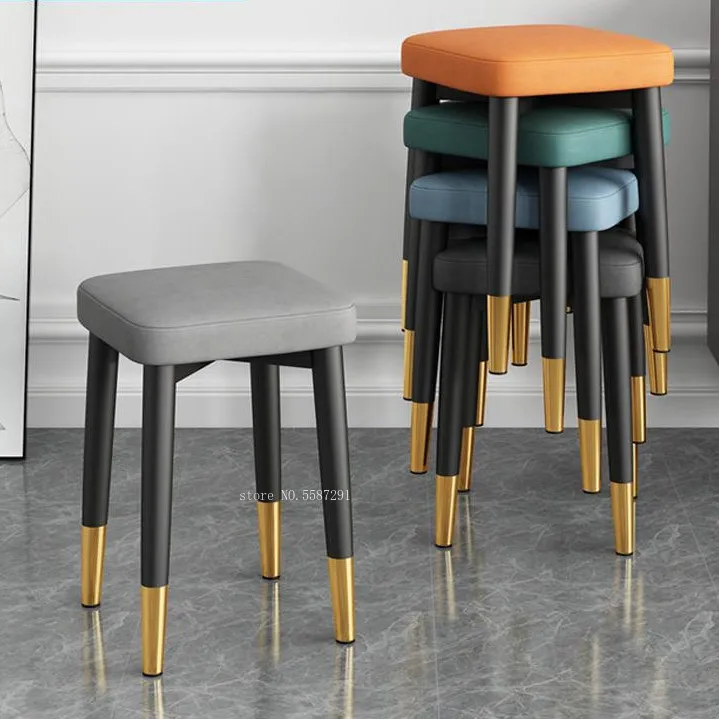 

Household Light Luxury Stool Stackable Square Stool Fashion Living Room Modern Simple Dining Table Bedroom Dressing Stool