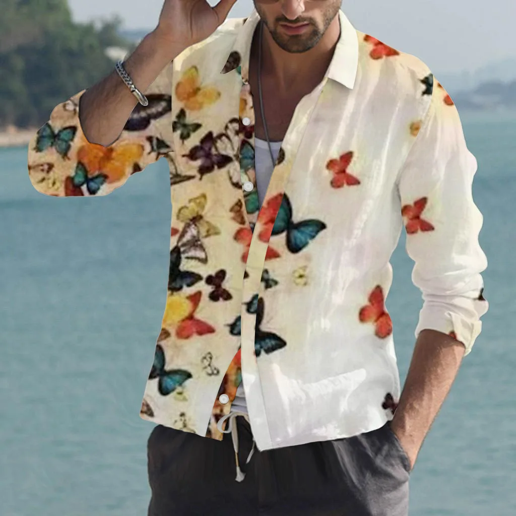 

2023 Summer Men's Digital Printing Series Youth Leisure Trend Men's Long Sleeve Shirts