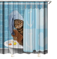 shower curtain printed polyester shower curtain funny cat waterproof bathroom partition curtain