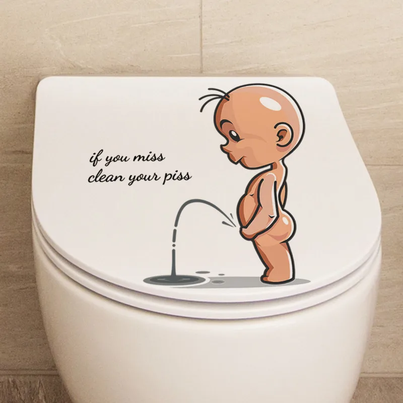 

1pcs Funny Spoof Cartoon Kids English Decorative Personality Toilet Toilet Cover Stickers Kindergarten Decorative Wall Stickers