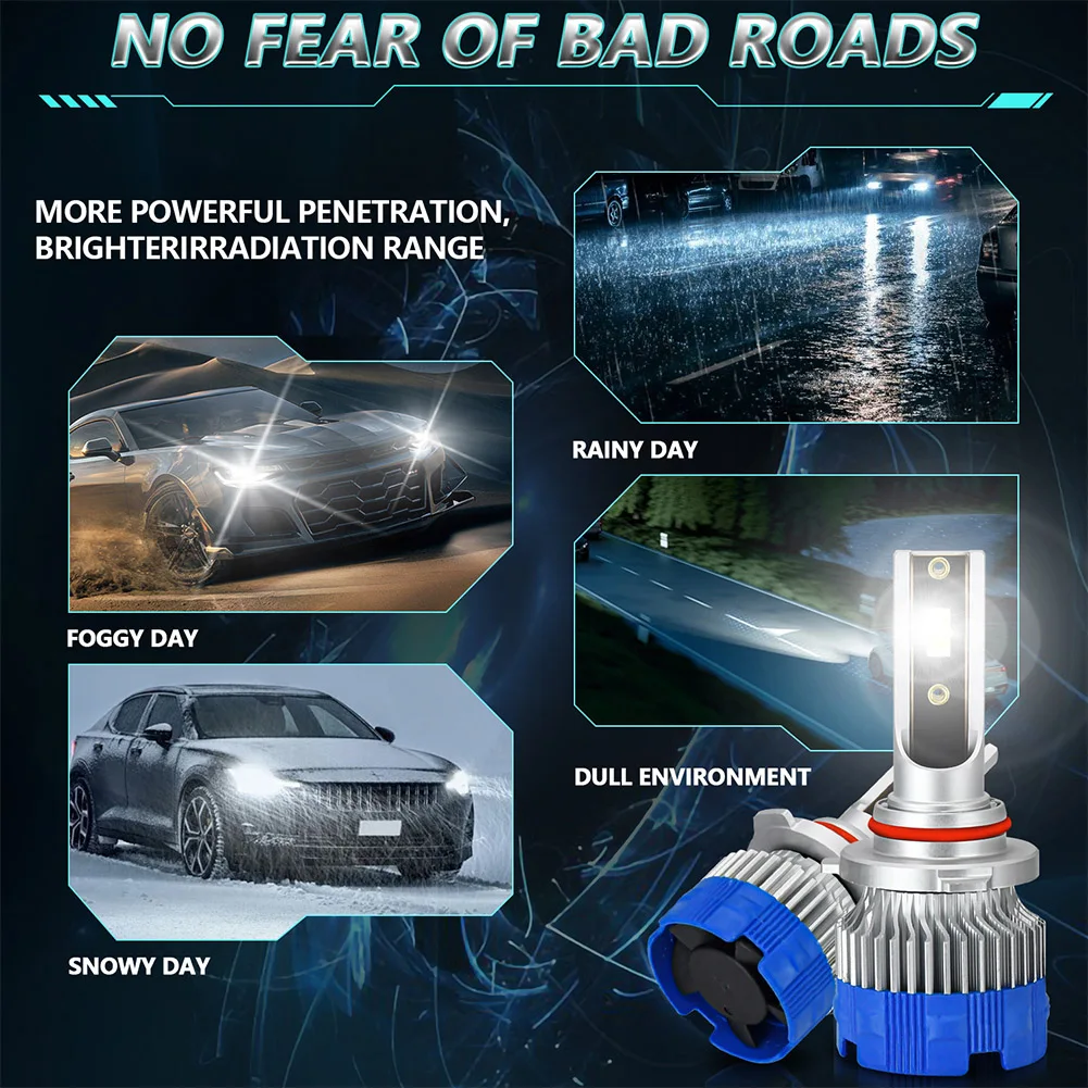 2 шт. лампа для автомобильных фар H1 H4 H7 9005 9006 H11 светодиодная автомобиля 20000LM 120W 6500K