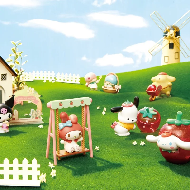 

Genuine Sanrio Anime Figures Cinnamoroll Kuromi Hello Kitty Action Figure Strawberry Manor Desktop Ornament Decoration for Gifts