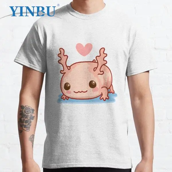 

Axolotl love Men's clothing anime graphic t shirts for men 2023 streetwear
