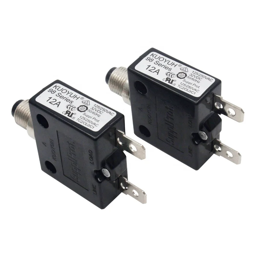Kuoyuh 98 Série 12a Restauração Manual Interruptor Protetor de Sobrecarga Térmica 3a50a Pino Reto Parafuso Mini Interruptor