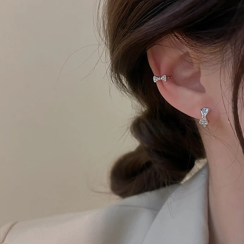 

Trend Exquisite Shiny Bow Earring French romantic Mini Earring For Women Girls Fashion Jewelry
