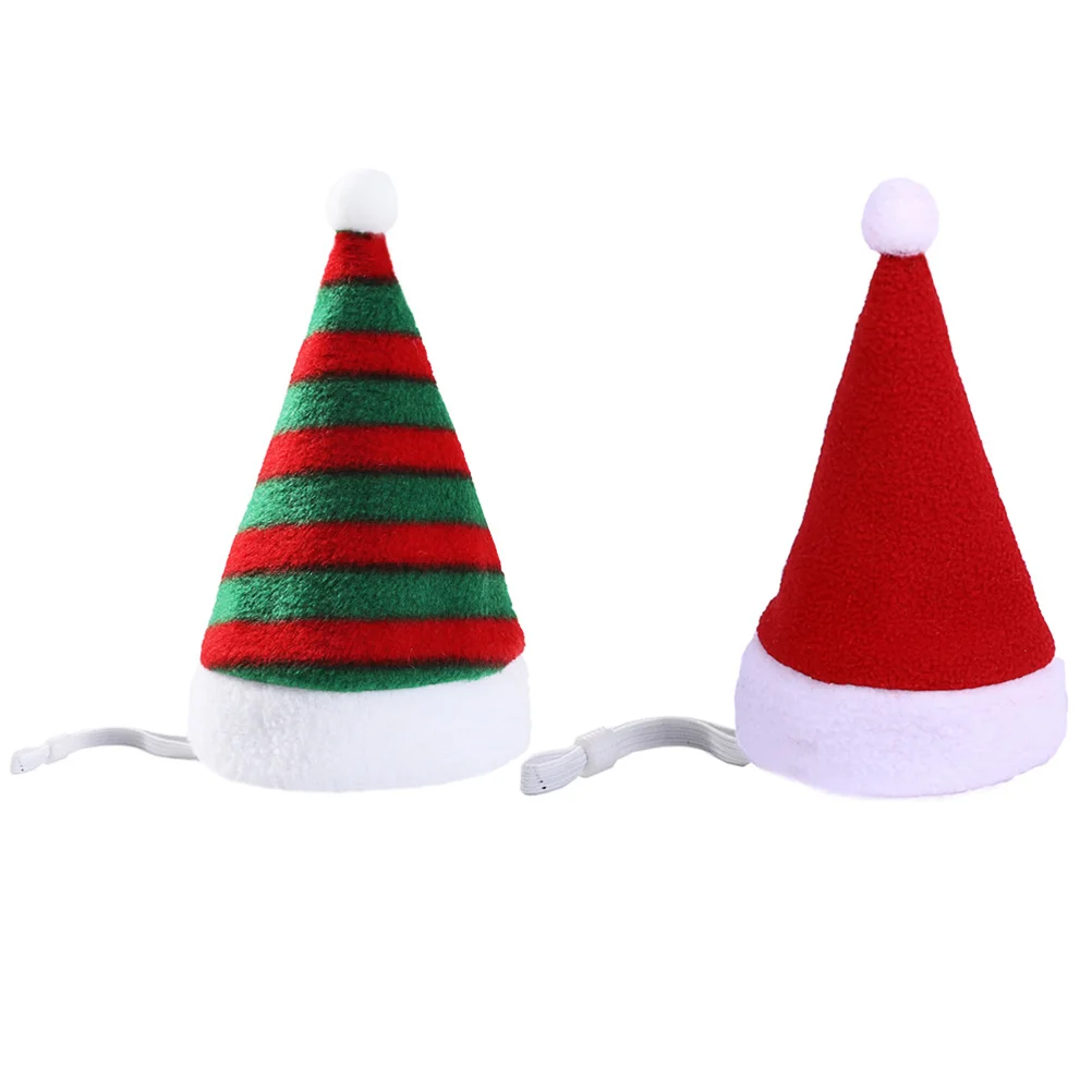 

2pcs Hat Ornament Cat Headgear Cat Hats Dog Cover Dog Santa Hat Christmas Costume Headwear