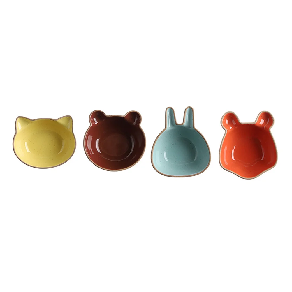

4pcs Ceramic Seasoning Plates Home Sauce Dish Adorable Shape Sauce Plates