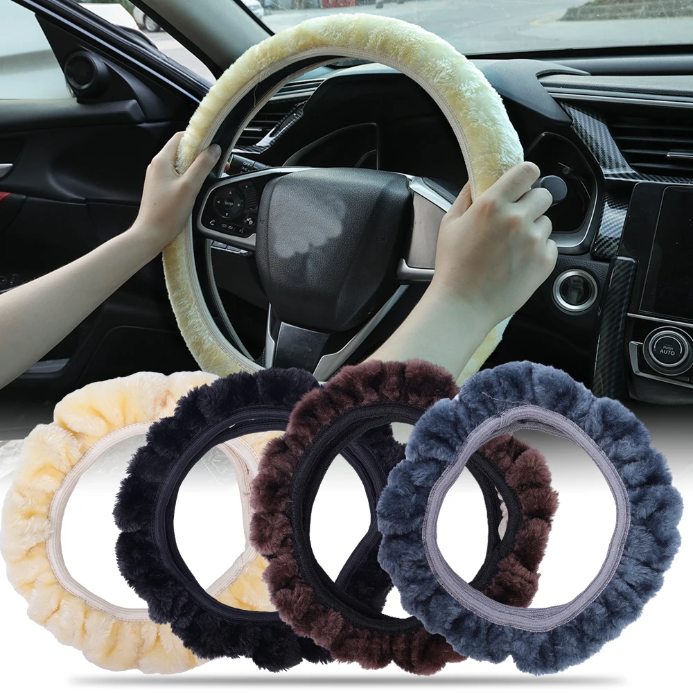 

Car Steering Wheel Cover Protector Decoration Heating Steering Wheel High-density Quality Warm Soft Cover Interior Accessories